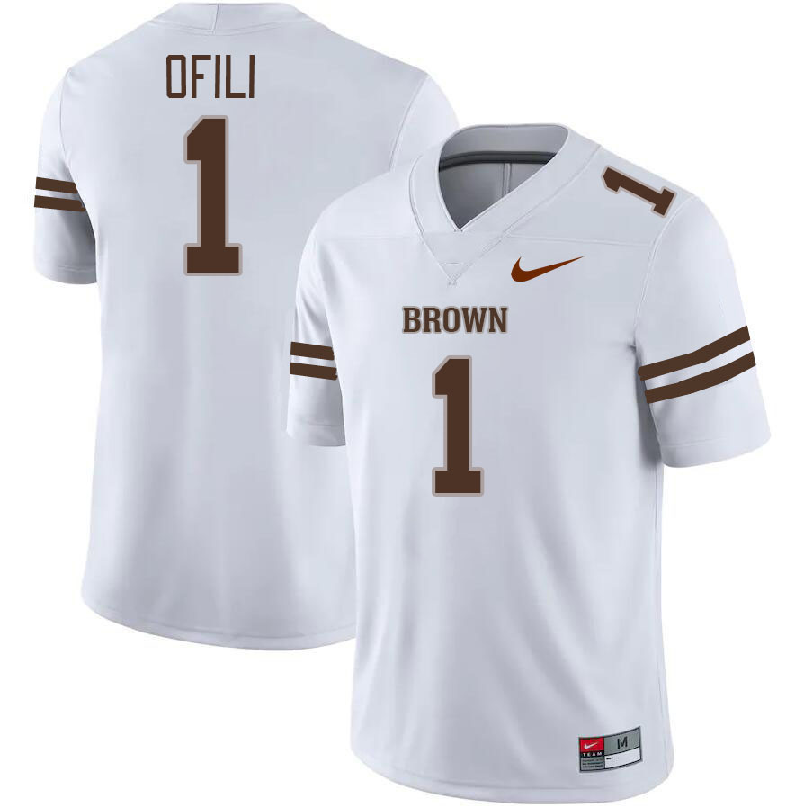 Men-Youth #1 Josh Ofili 2023 Brown Bears College Football Jerseys Stitched-White